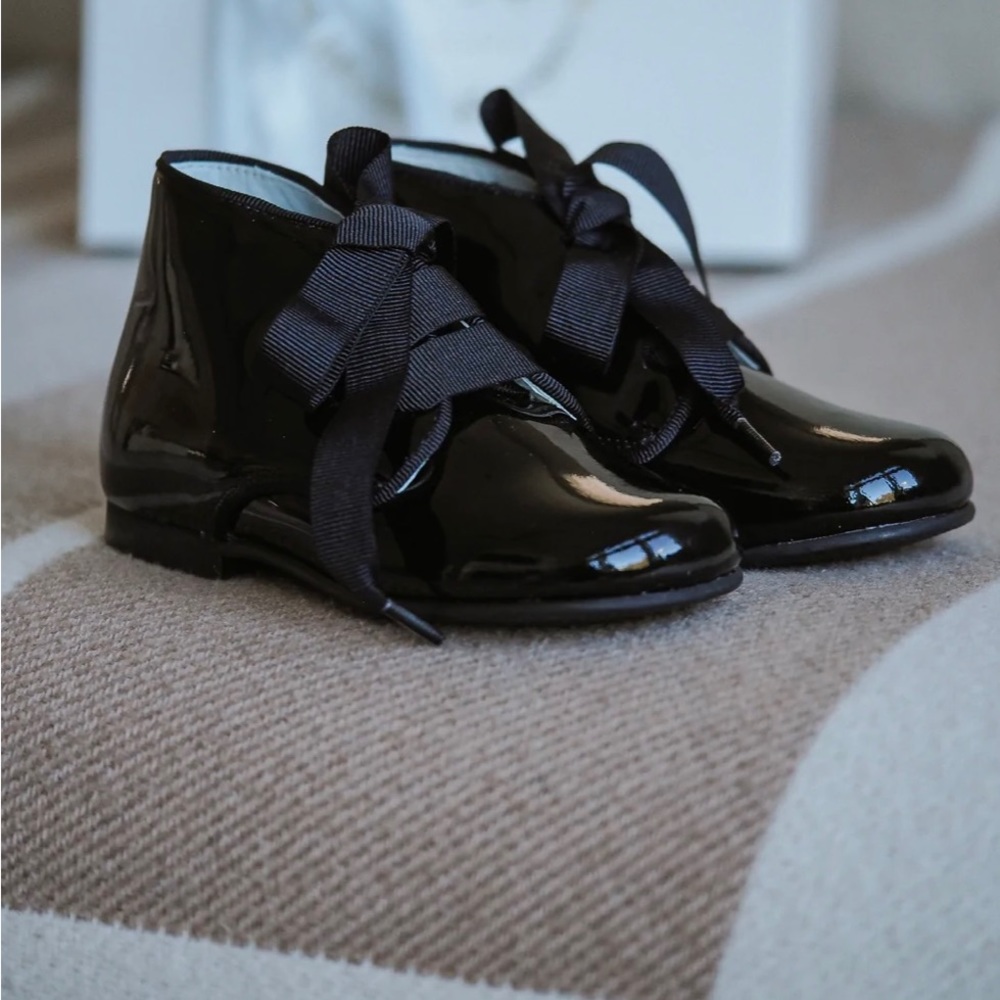 Black leather booties